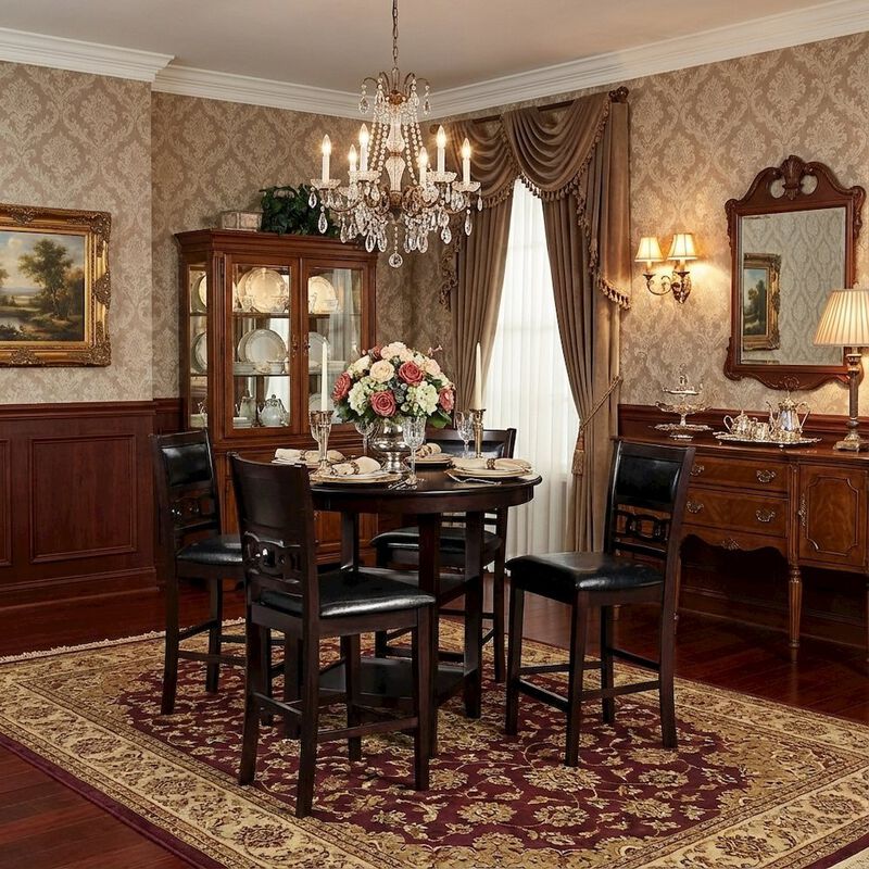 5-Piece Transitional Gray Wood Dining Set with Chairs for Modern Homes image number 3