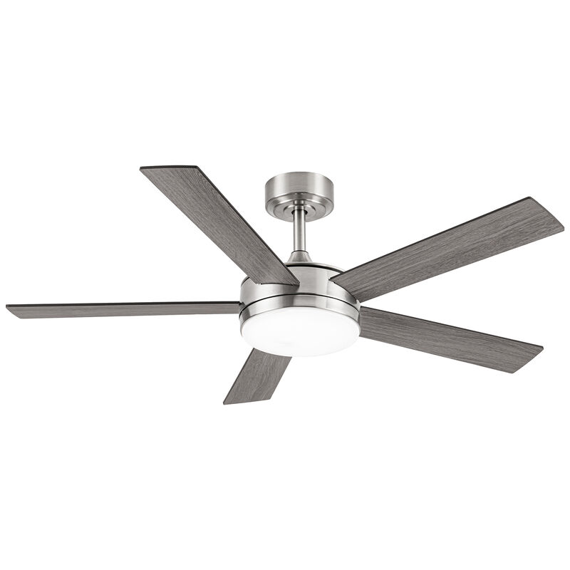 48" Modern Brushed Nickel Reversible 5-blade LED Ceiling Fan with Remote