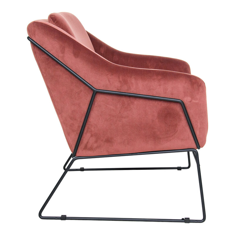 LeisureMod Harmony Velvet Accent Armchair in Pink
