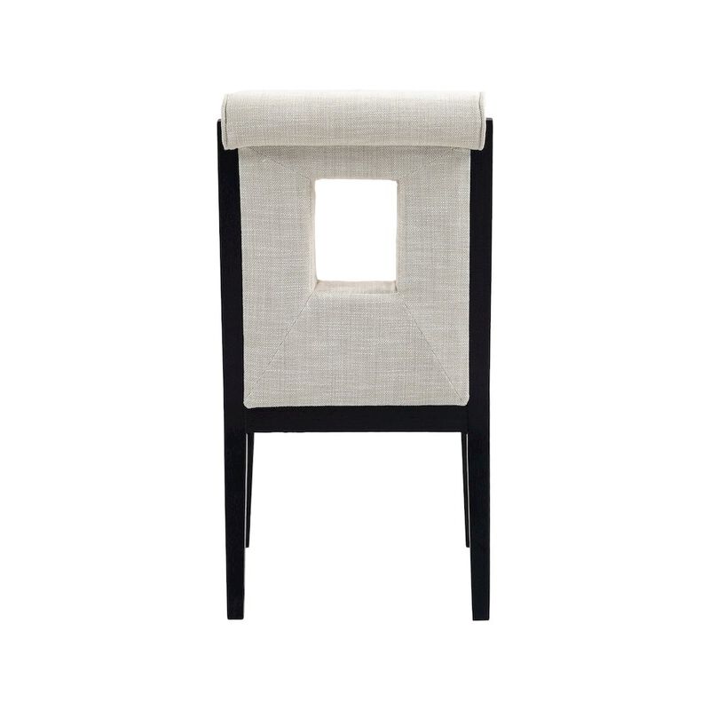 Meridian Furniture Gwendolyn Cream Linen Textured Fabric Dining Side Chair, Set of 2