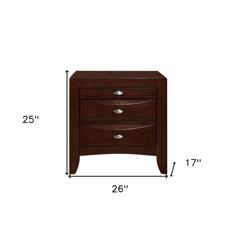 Minimalist Three Drawer Nightstand – Wooden Bedside Table with Storage