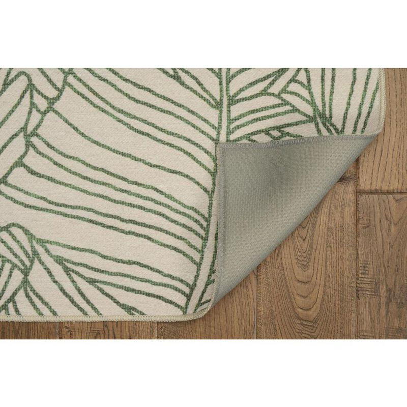 Linon Outdoor Washable Largo Ivory & Green, Rug