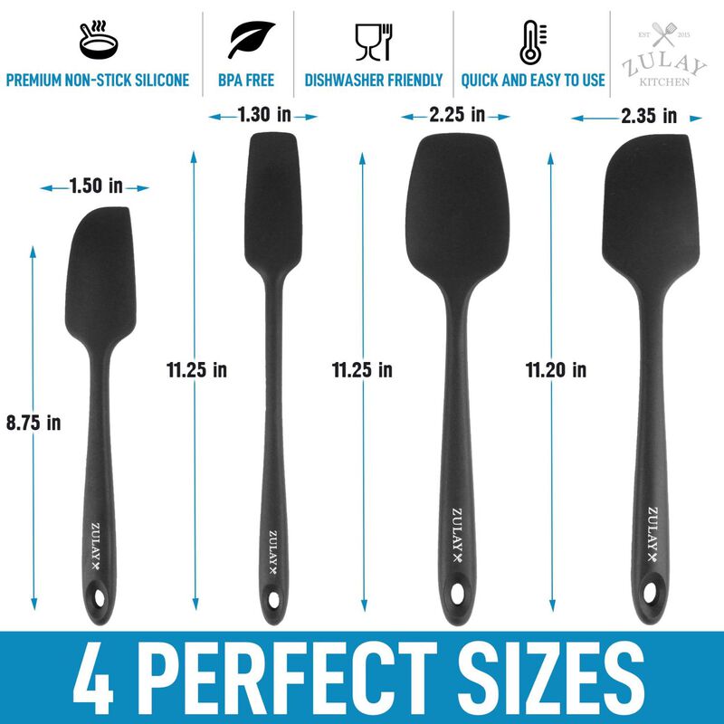 Heat Resistant Silicone Spatula Set Tools for Cooking, Baking & Mixing