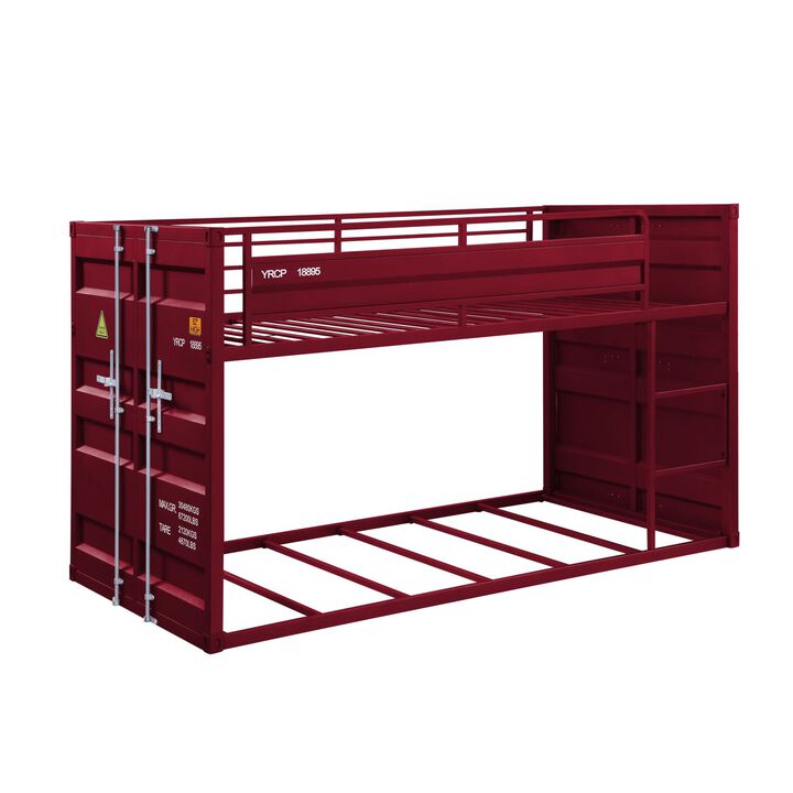 CarTwin/Twin Bunk Bed, Red Finish