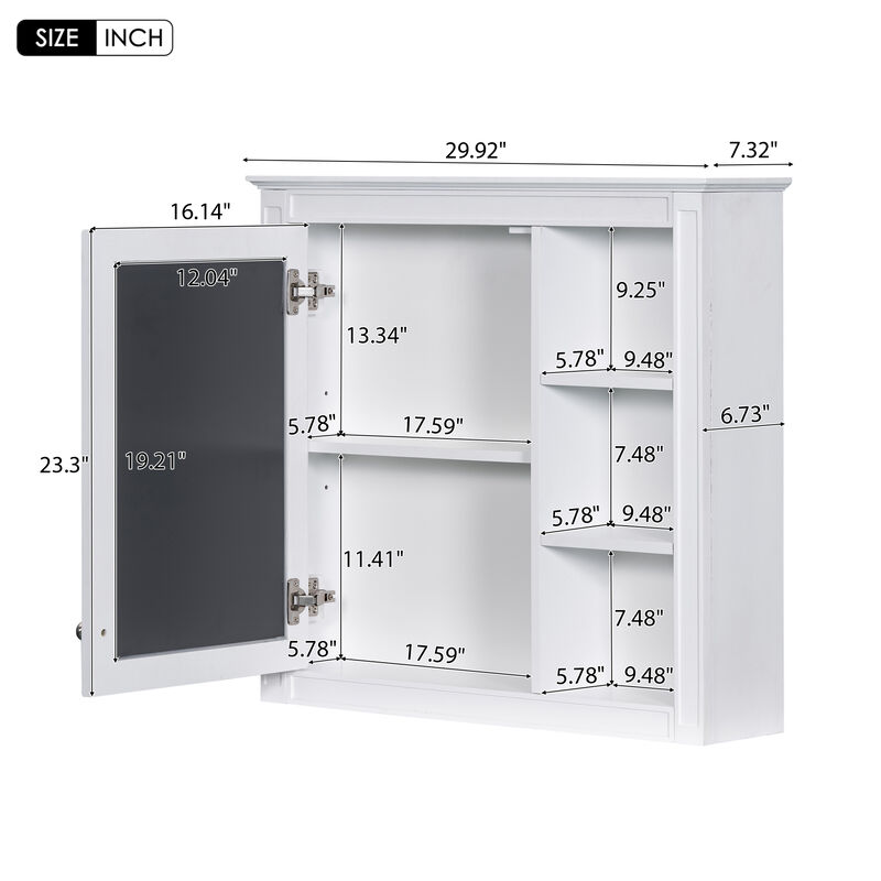 Merax Bathroom Vanity Set with Mirror Cabinet, Ceramic 3-Hole Basin, Soft-Close Storage image number 5