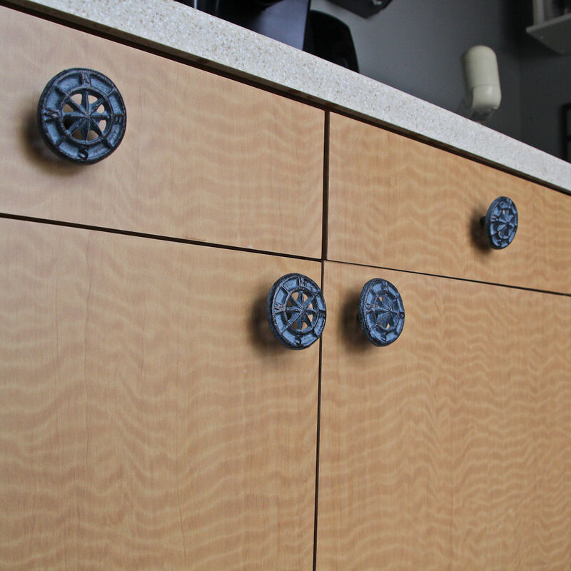 Set of 12 Light Blue Cast Iron Nautical Compass Rose Drawer Pulls: Functional and Stylish Hardware Coastal Knobs for Cabinets, Dressers, and Furniture image number 6