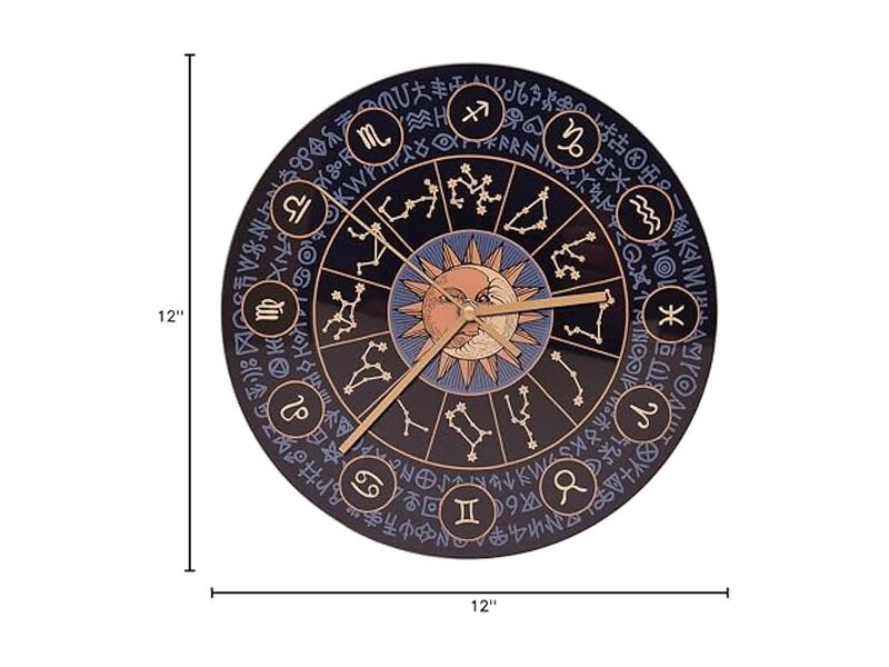 Constellations Zodiac Astrology Glass Wall Clock 12 Inch Home Decor image number 2