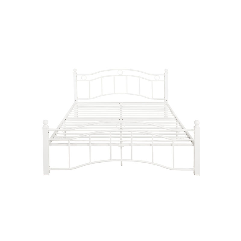 Queen Size Metal Bed Frame with Headboard and Footboard White