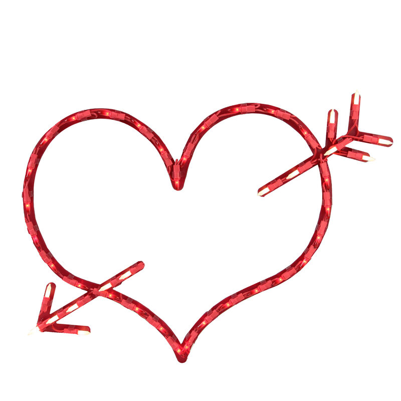 17" Lighted Red Heart with Arrow Valentine's Day Window Silhouette Decoration image number 0