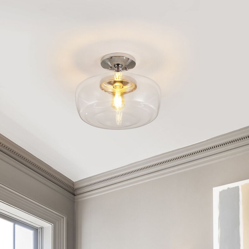 Marfa Glass/Iron Farmhouse Modern LED Flush Mount