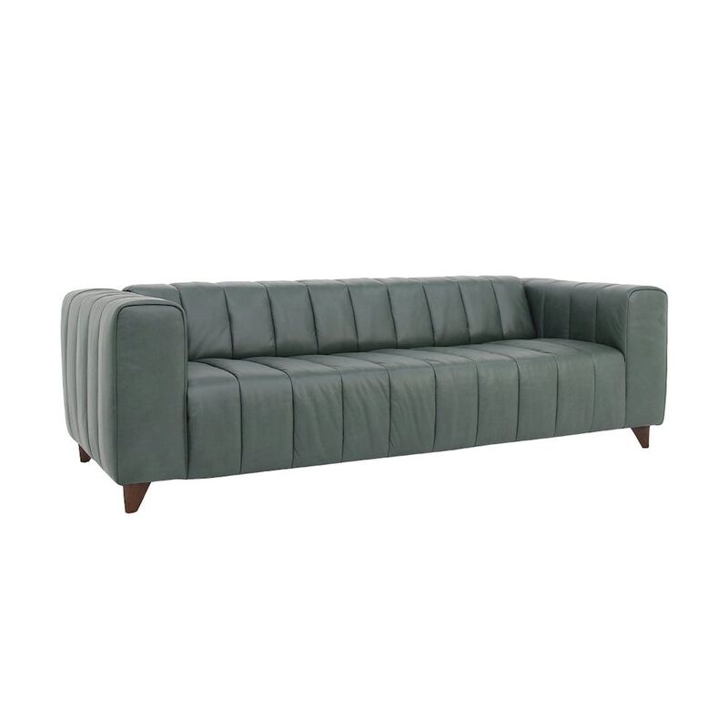 Crafters and Weavers Octavia Top Grain Leather Sofa Green