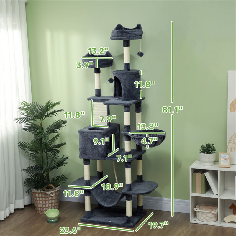 Luxury Multi-Level Cat Tree Tower with Scratching Posts & Cozy Perches for Indoor Cats