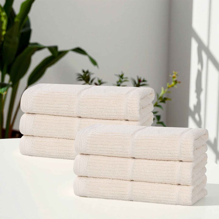 Soft Hand Towels Set of 6 in Smart Twist Viscose Cotton Blend
