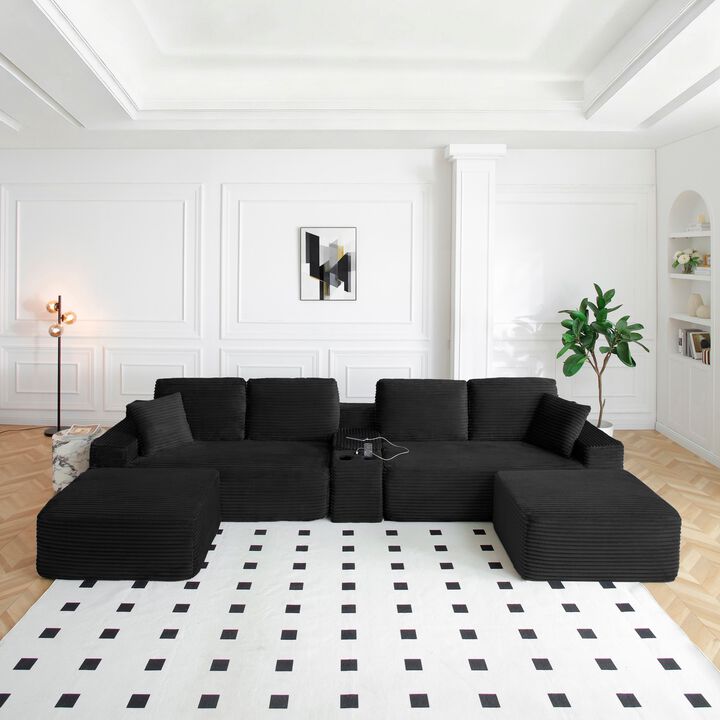 Krebro Oversized Corduroy Sectional Sofa
