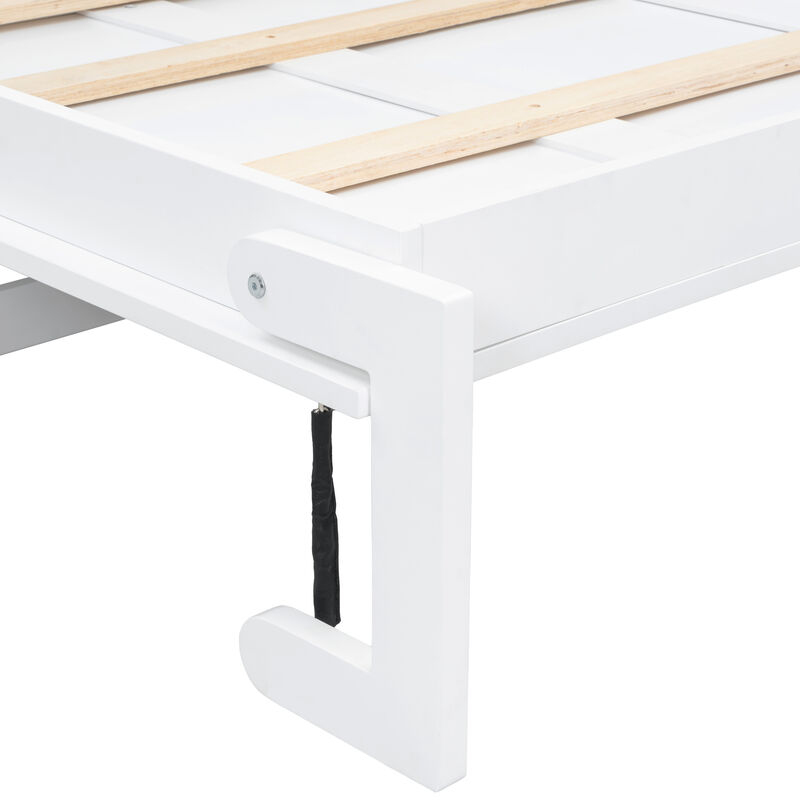 Merax Twin Size Rustic Murphy Bed with Charging Station & Storage image number 7