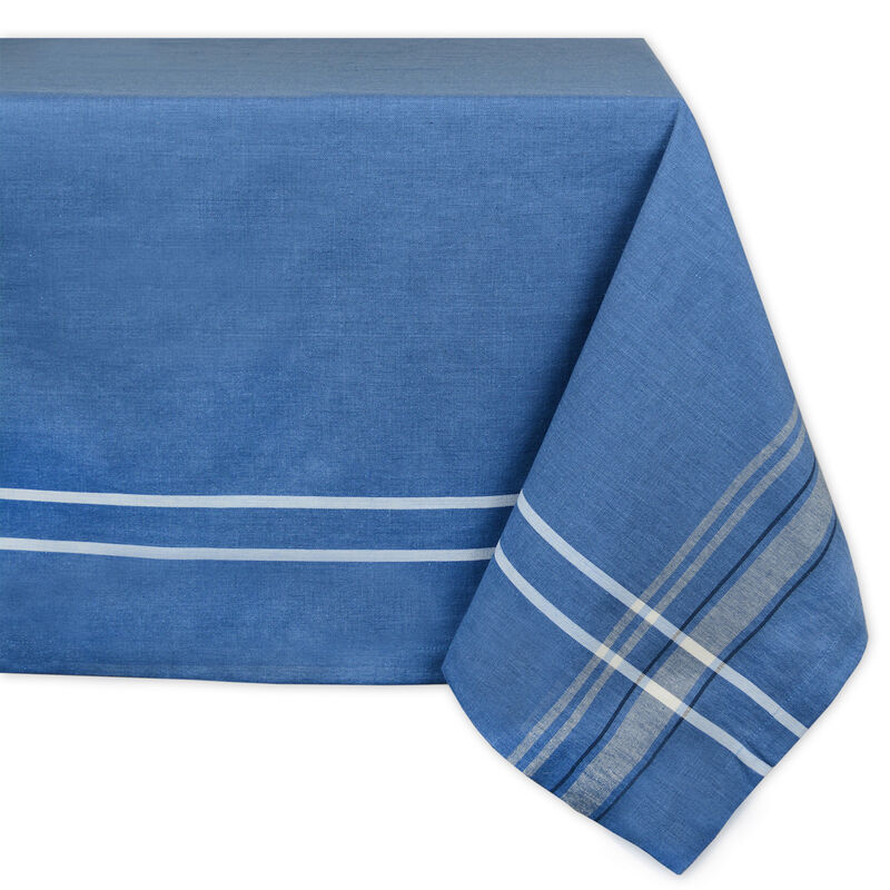 Blue French Striped Pattern Rectangular Tablecloth 60" x 120"