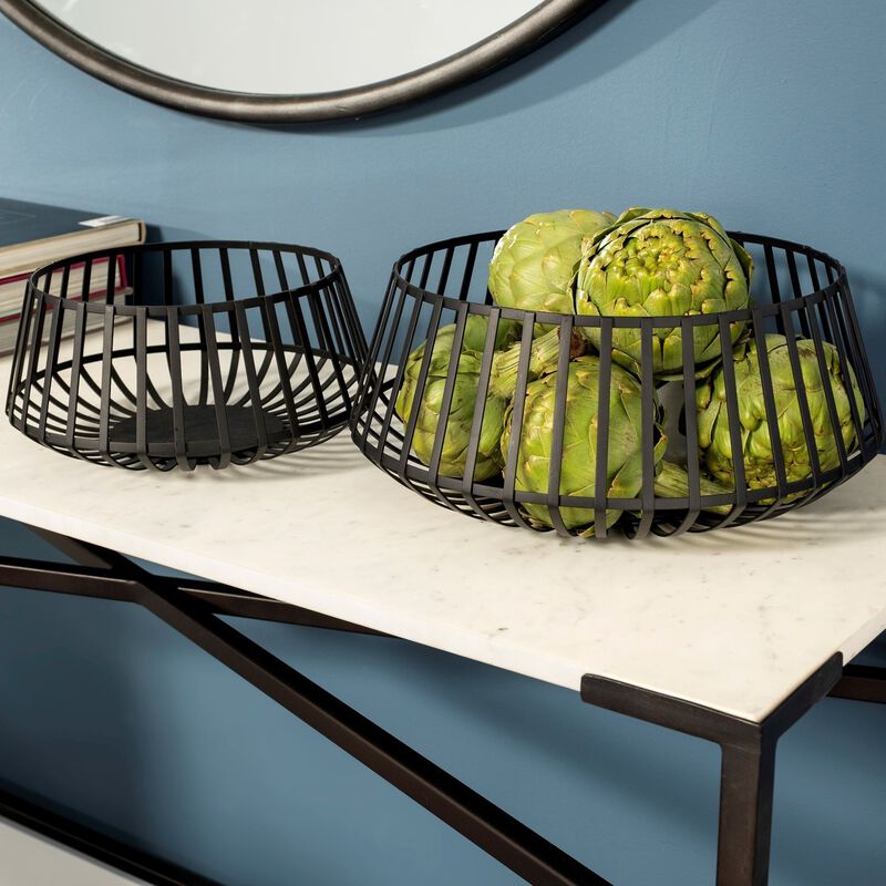Set of 2 Metal Wire Decorative Bowls for Dining Table or Living Room Centerpiece