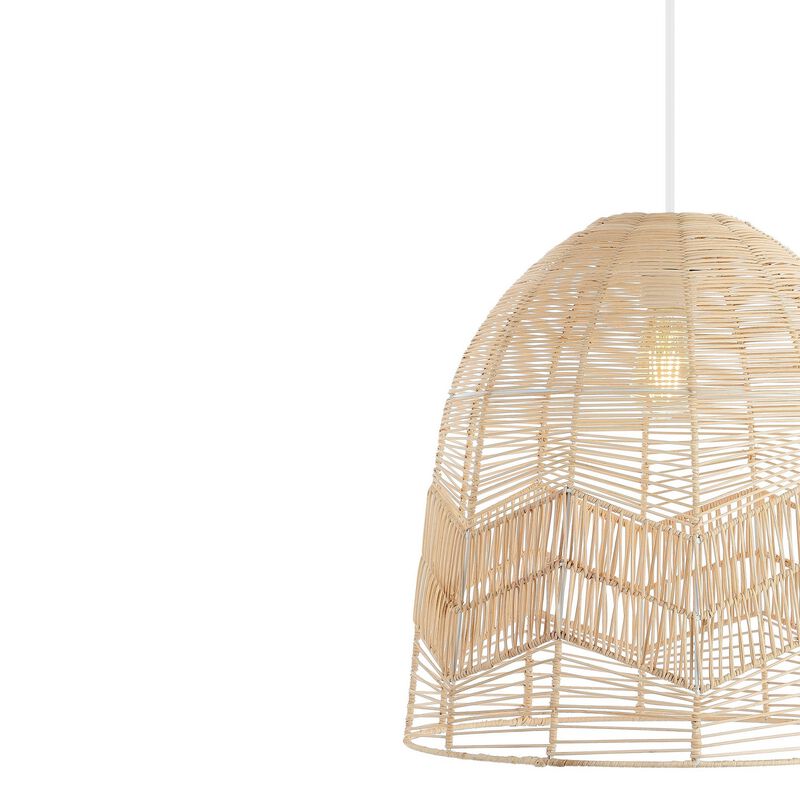 Sofia 1-Light Farmhouse Coastal Rattan 180" Cord Plug-In or Hardwired LED Pendant