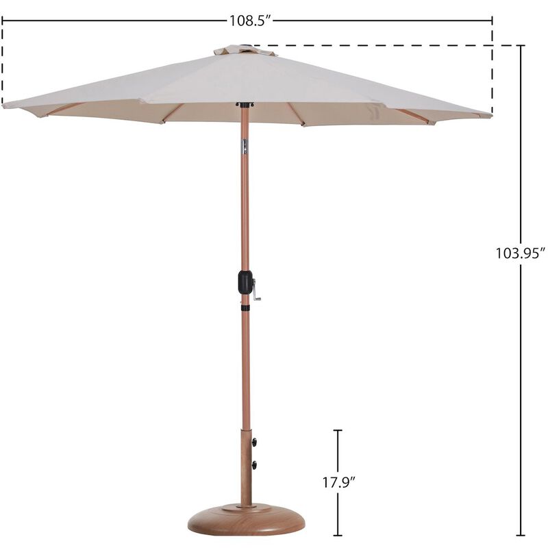 Meridian Furniture Fiji Beige Fabric / Teak Aluminum Patio Umbrella with Base Sets