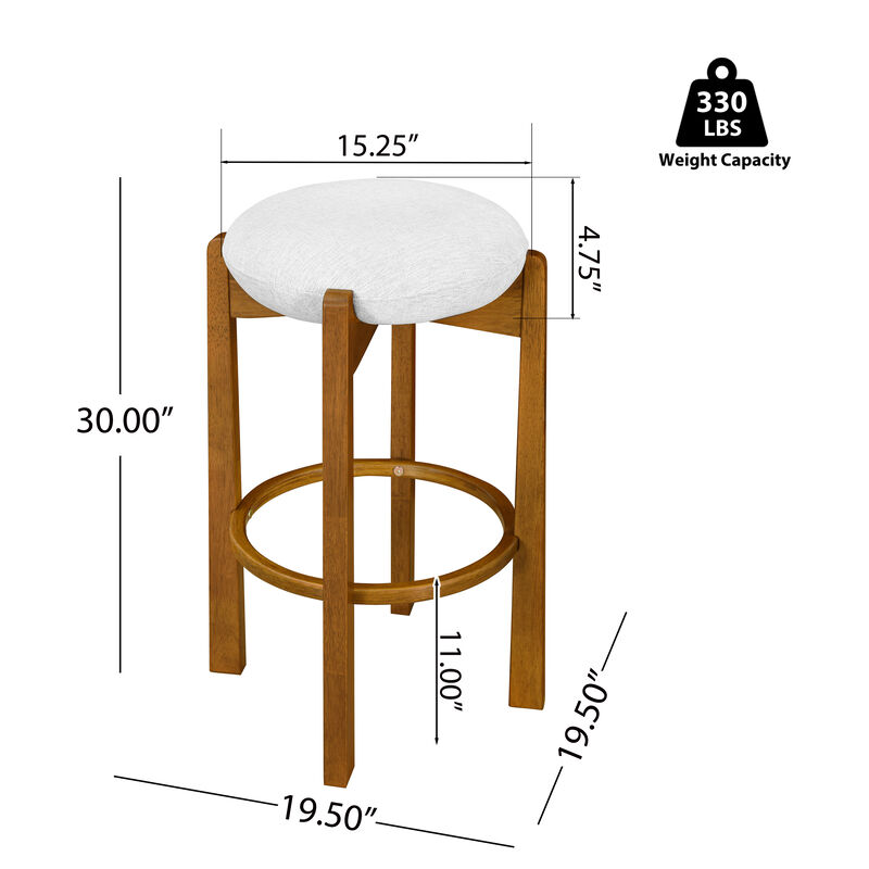 Christopher Knight Home Mela Modern Rubberwood Upholstered Barstools (Set of 2) image number 2