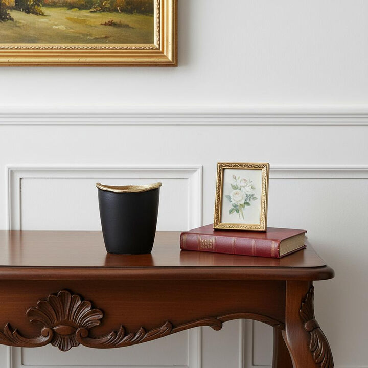 HomeRoots 8" Black And Gold Cast Aluminum Oval Table Vase