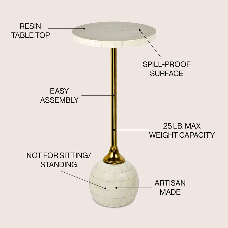 Evelyn Modern Glam Metal/Resin Mosaic Pedestal Drink Table