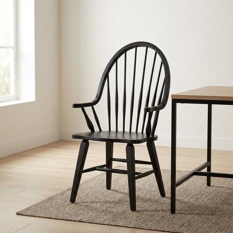Liberty Furniture Windsor Back Armchair in Black with Elegant Tobacco Finish image number 1