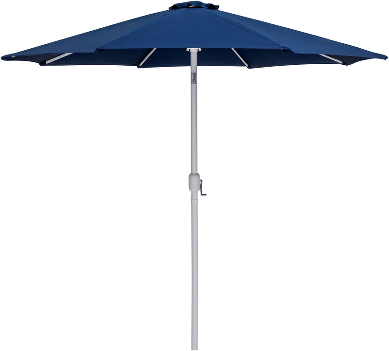Meridian Furniture Fiji Navy Fabric / Teak Aluminum Patio Umbrella with Base Sets