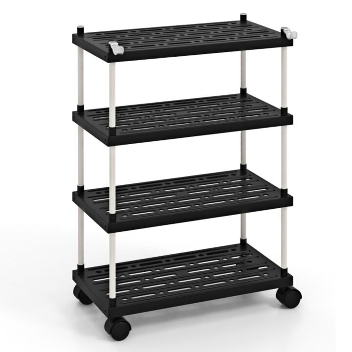 Hivvago 4-Tier Kitchen Slim Storage Cart with Lockable Wheels-Black