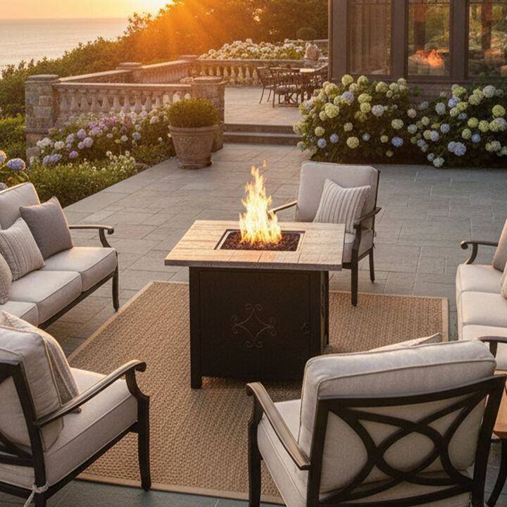 Sunnydaze 30 in Square MGO Propane Gas Fire Pit Table with Lava Rocks