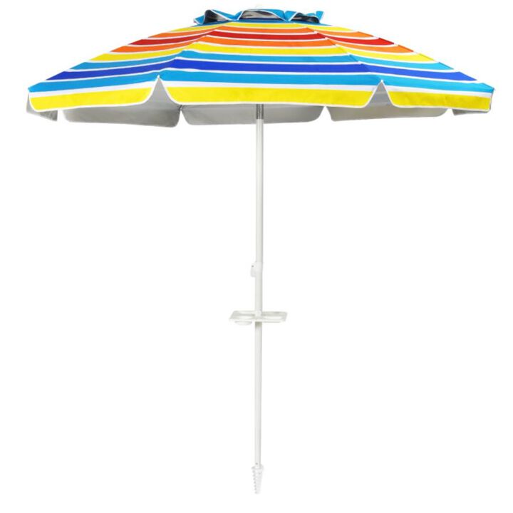 Hivvago 7.2 Feet Portable Outdoor Beach Umbrella with Sand Anchor and Tilt Mechanism.
