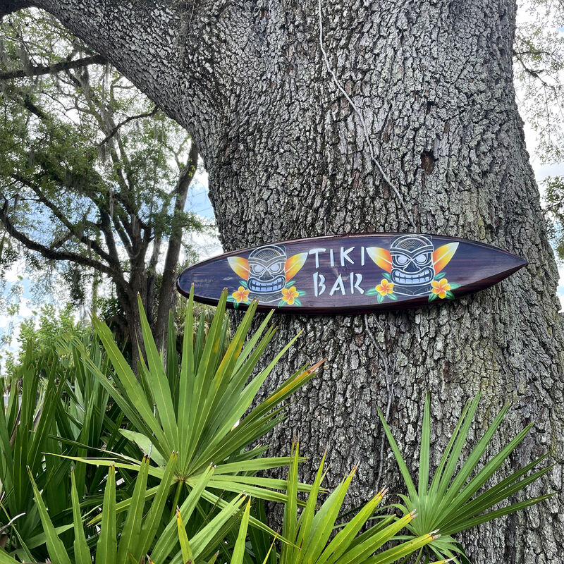 Wooden Tiki Bar Surfboard Wall Decor 39.5" Decorative Beach Sign Art image number 5