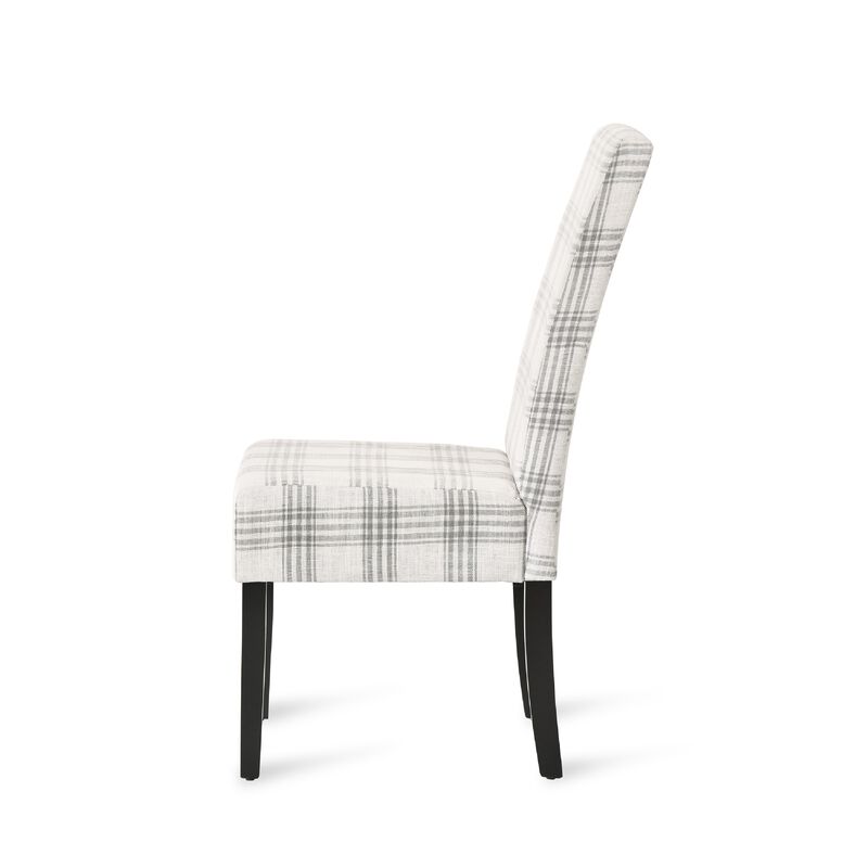 Cini Dining Side Chair Set of 2, Fabric, Black Wood Legs image number 4