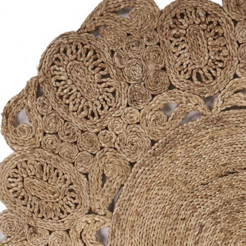 HomeRoots Jute Abstract Geometric Hand Braided Area Rug image number 4