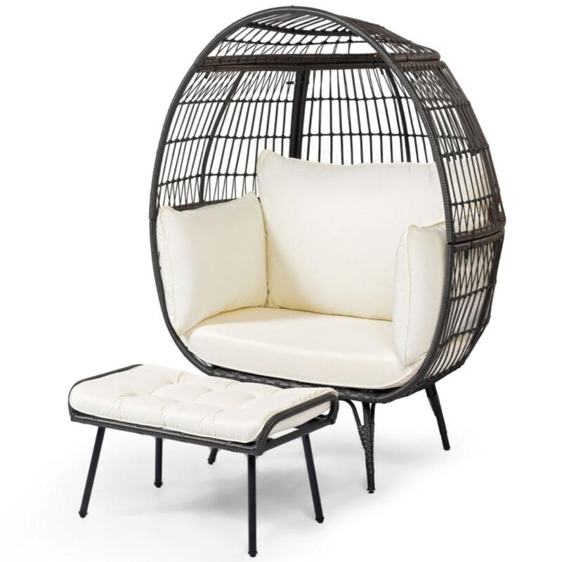 Hivvago Oversized Egg Chair with Ottoman and Soft Cushions