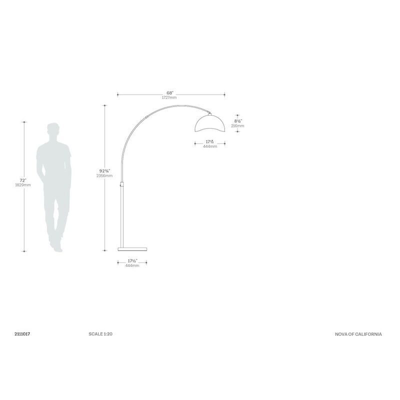 NOVA OF CALIFORNIA Luna Bella Arc Floor Lamp - White/Gold Leaf