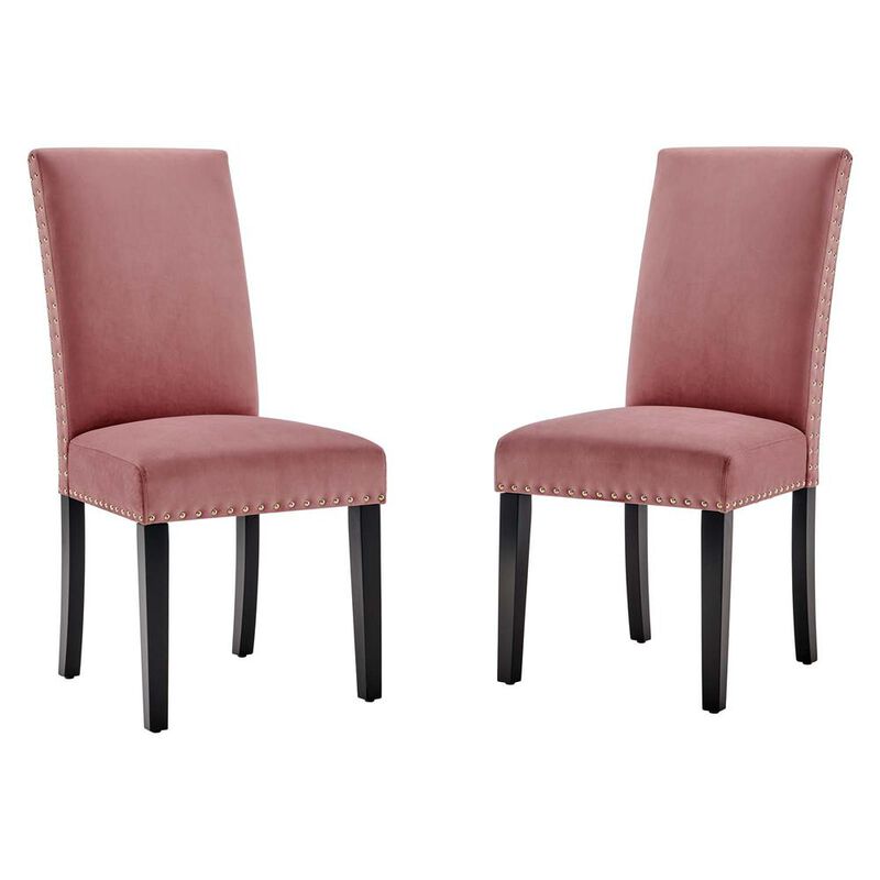 Modway Parcel Performance Velvet Dining Side Chairs - Set of 2, Dusty Rose image number 0