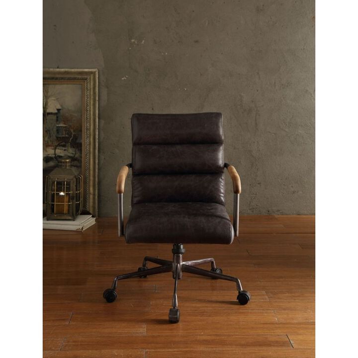 Harith Office Chair in Antique Slate Top Grain Leather