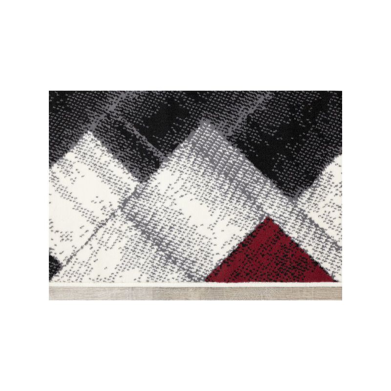 Novelle Home Functional Style Grey Red Block Pattern Rug, 4'7 x 6'7, 4'7 x 6'7 image number 4