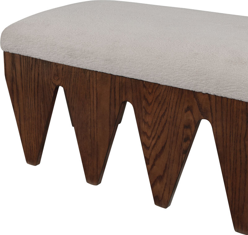 Meridian Furniture Altair Beige Velour Fur Fabric Bench