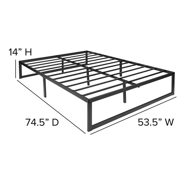 Flash Furniture Lana 14 Inch Metal Platform Bed Frame - No Box Spring Needed with Steel Slat Support and Quick Lock Functionality (Full)