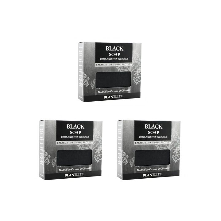 Plantlife Bar Soap - Black with Activated Charcoal 3 Pack