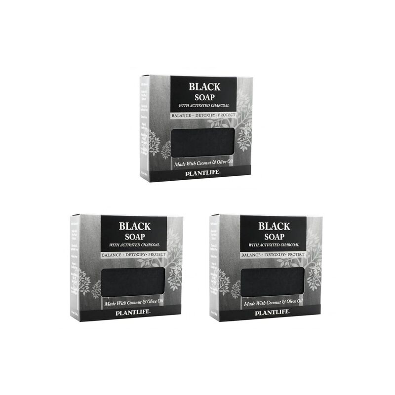 Plantlife Bar Soap - Black with Activated Charcoal 3 Pack image number 1