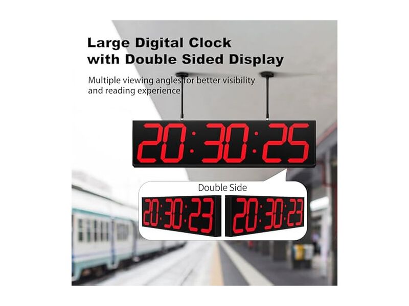 Double Sided Digital Multifunctional LED Wall Clock 5 Inch Red Home Decor image number 2
