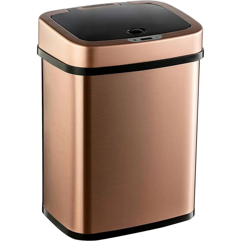 Hivvago 3 Gallon Copper Rose Gold Stainless Steel Trash Can with Motion Sensor Lid