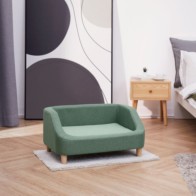 Bennett Linen Sofa Dog Bed for Small and Medium Dogs, Sea Green image number 7