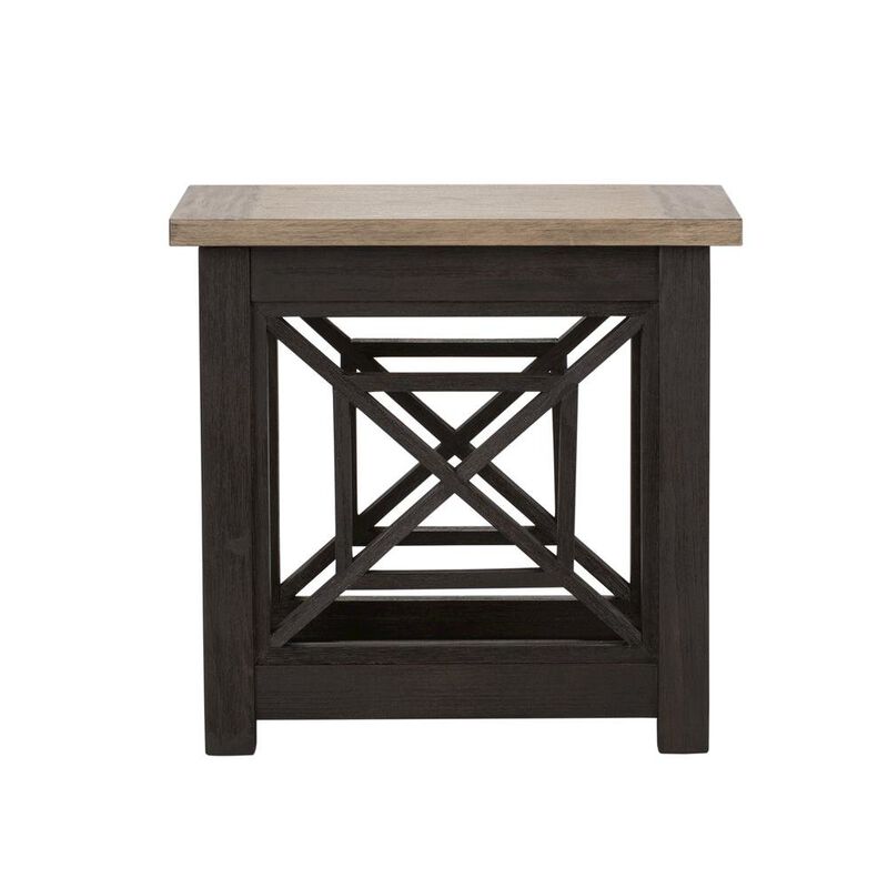 Black Side Table with Acacia Solid and Veneer, Small Sofa Table image number 2