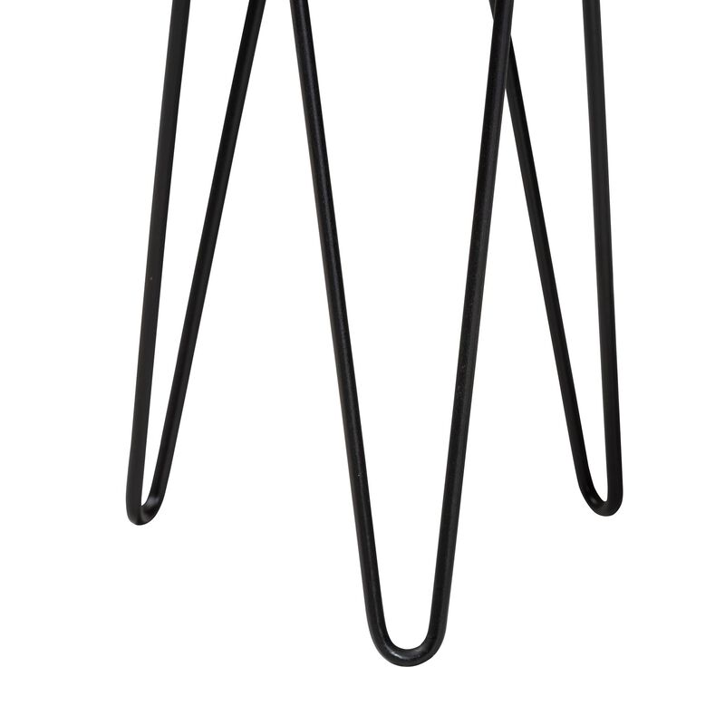 bali & pari Anan Teak Wood Epoxy Resin End Table - Round Live Edge Side Table with Black Metal Legs, Handcrafted Modern Rustic Accent Table for Living Room or Bedroom, Round