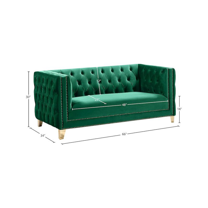 Meridian Furniture Michelle Green Velvet Loveseat