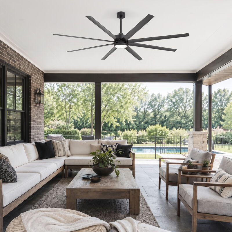 Breezary Large 84-inch Industrial LED Ceiling Fan with Light and Remote(8-Blade) image number 9